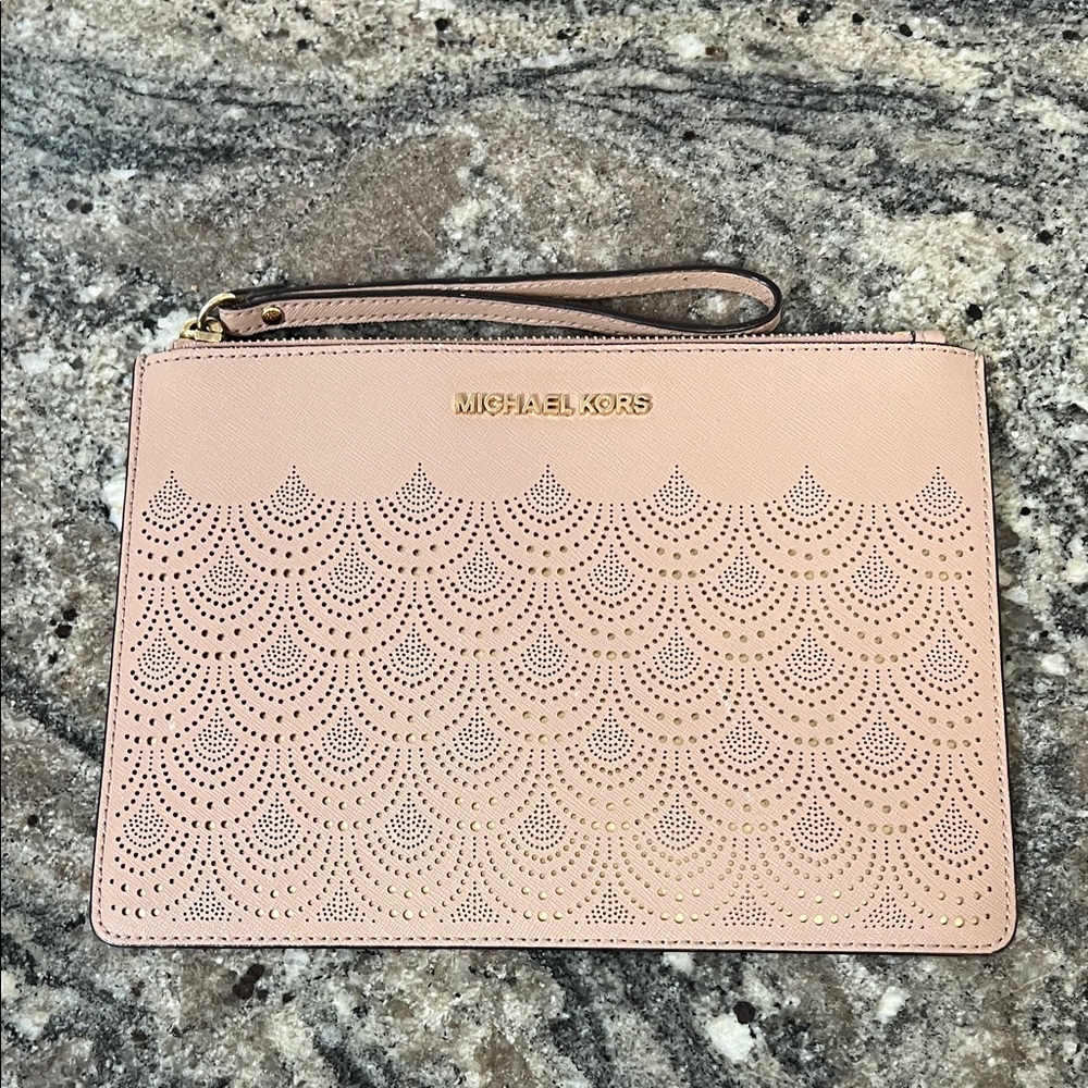 Michael Kors Blush Pink Laser-Cut Wristlet